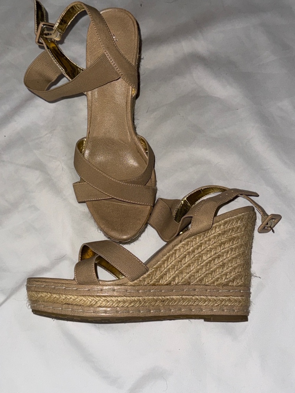 Charles By Charles David Tan Espadrille Wedge Sandals see info for measurements